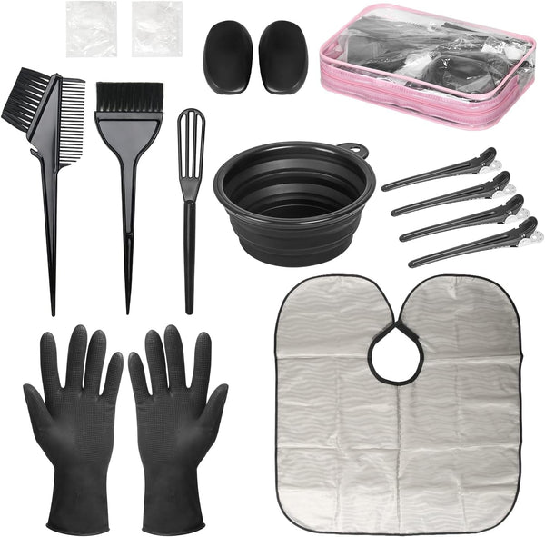 ROOHUA 16 Pieces Hair Dye Coloring Kit, Hair Tinting Bowl, Brush, Ear Cover, Hairpin, Cape