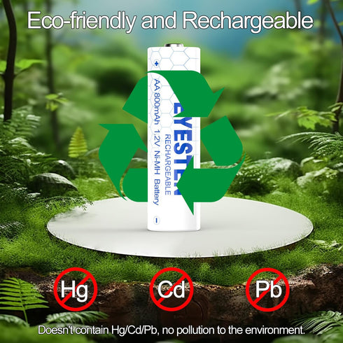 Ni-Mh 800mAh 1.2V AA Rechargeable Batteries, Double A for Solar Lights, Garden Lights, Pack of 12