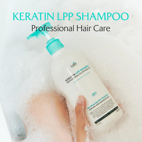LA'DOR Keratin LPP Damage Care Shampoo w/Proteins & Plant Oils - pH Balanced Sub Acidic for Dry Damaged Frizzy Coarse Thinning Hair - NO Silicone, Paraben, Sulfate, Alcohol 5.07 Fl Oz (2pcs) LADOR