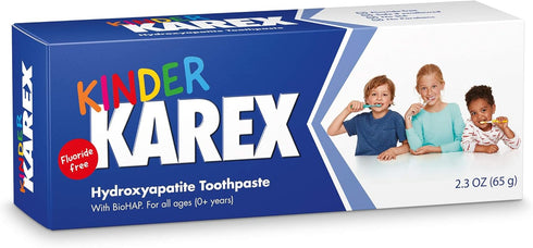 Kinder Karex Hydroxyapatite Kids Toddler Toothpaste, Fluoride Free, Clinically Tested, 2.3 oz