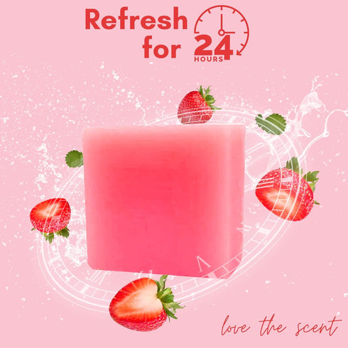 Pack 3 Muun Strawberry Yoni Soap Bar - pH Balancing Cleanser - Probiotics & Natural Ingredients - Gentle Cleansing