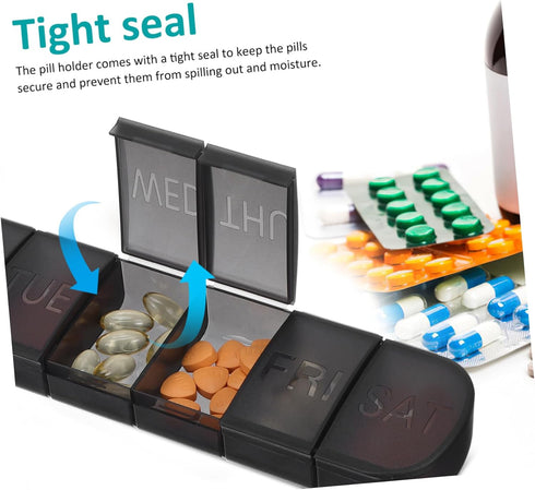 Ipetboom Portable Weekly Pill Organizer - Daily Holder with Separate Compartments