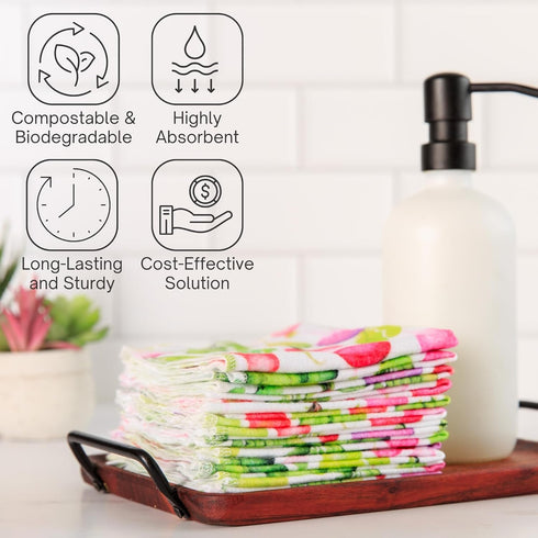 Reusable Paper Towels Washable Roll (12”x10”), Soft 100% Cotton Flannel, Kitchen Paper Towels, 12 Pack