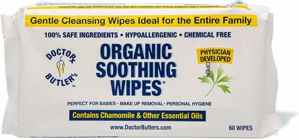 Doctor Butler's Soothing Wipes, All-Purpose Wet Wipes for Sensitive Skin, 1 Pack – 60 Count