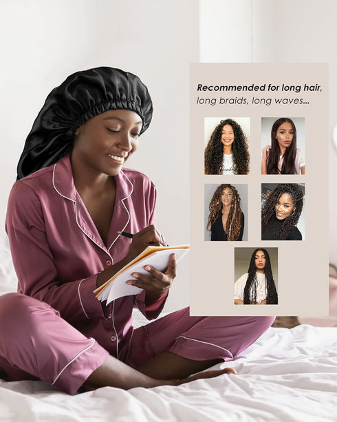 YANIBEST Long Bonnet Braid Bonnet for Sleeping, Adjustable Satin Silk Sleep Bonnet for Women Locs