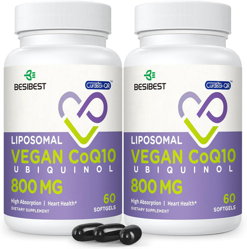 Liposomal Ubiquinol CoQ10 800 MG Softgel | High Absorption CoQ10 Supplement | Powerful Antioxidant for Heart & Brain