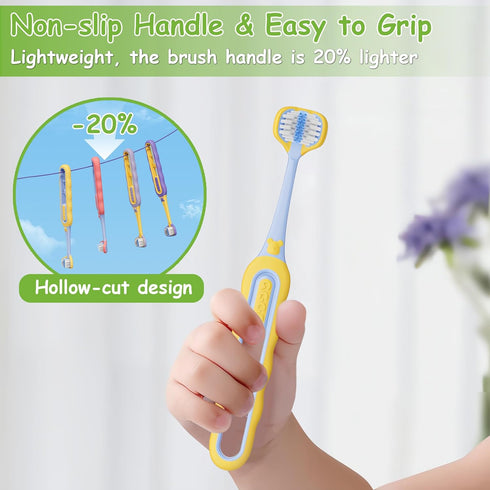 PANIMOSI 4 Pack, 3 1-12 Toddler Toothbrush Soft Baby Toothbrush Efficient Sided Kids Tooth Brush for Ages Years, Infant