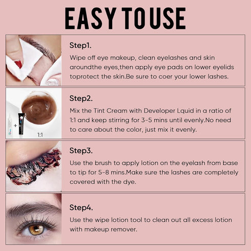 Libeauty Black Lash Color Kit, Volumizing Eyelash and Eyebrow Hair Coloring Kit for DIY Use at Home or Salon