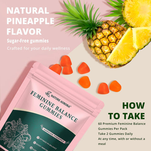 Nature Aurora Gummies Immune 60 Count Premium Feminine Balance - Women's pH Balance & Vaginal Probiotics Support