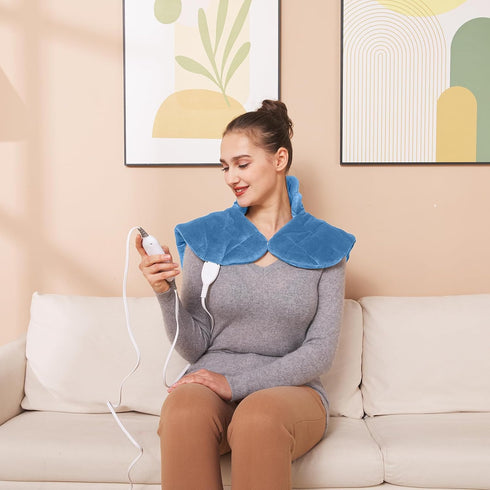 RUQIJI (01-Light 19" 24") Neck&Shoulder&Back Heating Pad, Pain Relief for Back/Neck/Shoulders/Menstrual Pain, Christmas