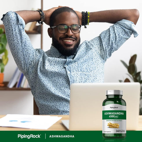 Piping Rock Ashwagandha Supplement 4500 mg, 240 Capsules, Herbal Extract with Black Pepper, Non-GMO & Gluten Free