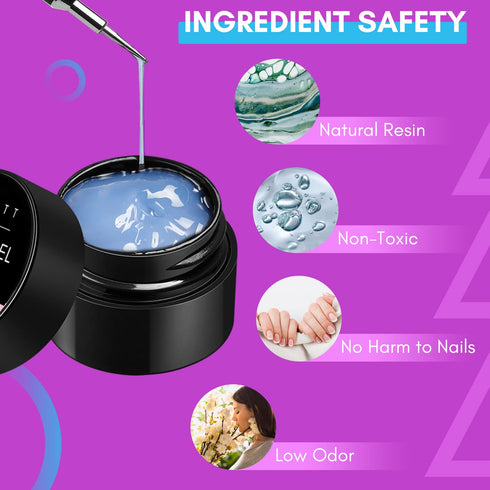 Makartt 3D Painting Gel, Clear Nail Gel for Nail Art, Chrome Nail Powder Micro 3D Sculpting Gel for DIY