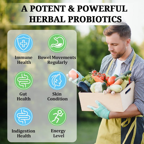 Probiotics for Women and Men, 300 Billion CFU, 24 Strains with 15 Organic Herbs for Digestive, Immune & Whole-Body