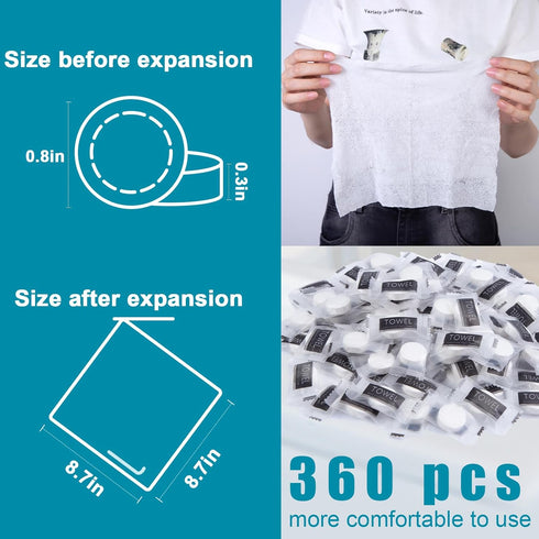 LOVEINUSA Compressed Towels Bulk, 360PCS Mini Coin Tissues, Portable Disposable Travel Towels for Camping and Hiking