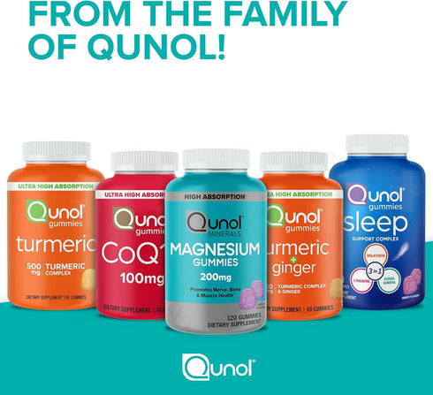 Qunol Magnesium Gummies 200mg, High Absorption Magnesium Supplement, Supports Nerve, Bone, Muscle Health, 120 Count