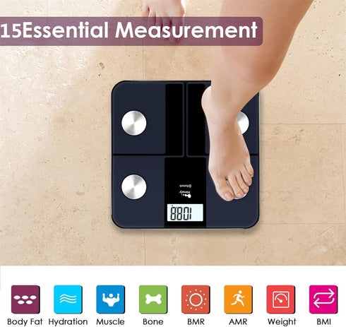 himaly USB Rechargeable Bathroom Scale - Digital Weight Scale Bluetooth for Accurate BMI and Body Fat Monitor