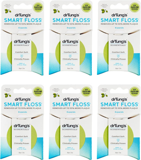 DrTung's Smart Floss, Natural Floss, PTFE & PFAS Free, Cardamom Flavor, Pack of 6