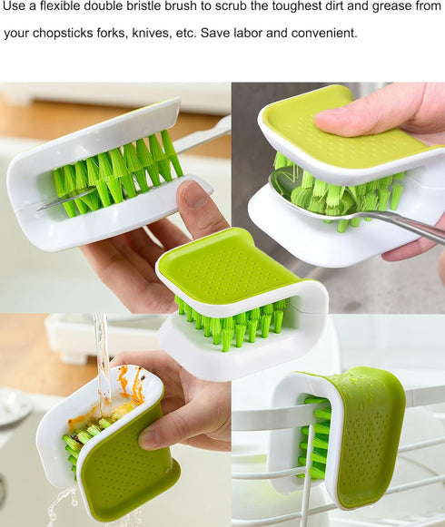Blade Knife Cleaner, Double-Sided Kitchen Washing Brush, Multifunctional Knife Sponge with Silicone Funnel (1 PC)