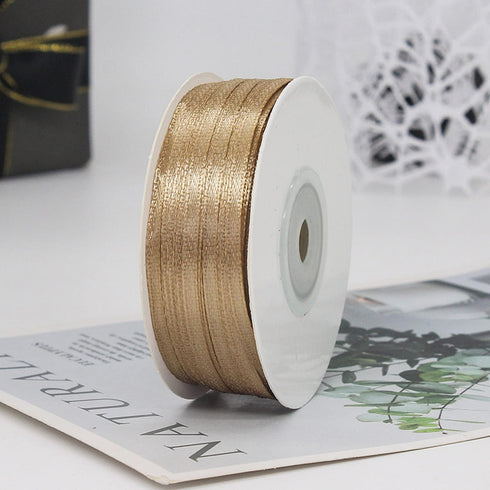 Champagne Ribbon - Solid Color Thin Satin Ribbon,1/8 inch x 100 Yards Double Face Gift Ribbon for Crafts by Capesaro