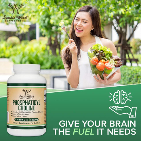 Phosphatidylcholine 1,200mg, 210 Softgels, Enhanced Sunflower and Soy Lecithin for Brain Health Support