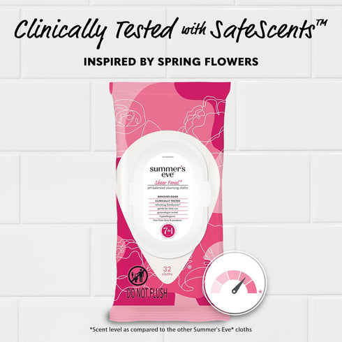 Summer's Pack, 32 Pack 12 Eve Sheer Floral Feminine Wipes, Gentle pH-Balanced Formula Helps Control Vaginal Odor