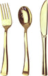 75 Piece Gold Plastic Silverware Set - Reusable & Recyclable - Gold Plastic Utensils for Weddings, Anniversaries,