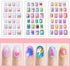 Laza 120pcs Children Nails Press On Pre-glue Full Cover Nail Tips Kit, Colorful Rainbow Short Artificial Nails