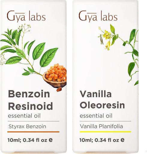 Benzoin Resinoid & Vanilla Essential Oil Set - Aromatherapy Grade Essential Oils