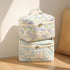 Large Travel Quilted Makeup Bag for Women, Floral Cotton Cosmetic Bag, Aesthetic Floral Toiletry Organizer