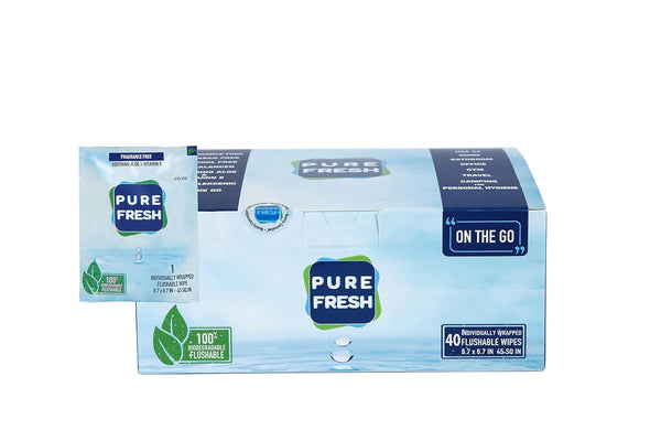 Flushable Wipes: Individually Wrapped Travel Wipes, 40 On-the-Go Singles
