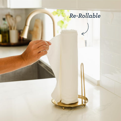 Esembly Reusable Cotton Paperless Towels, Washable Kitchen Towels with Storage Tube, Organic, Absorbent, Fits Standard