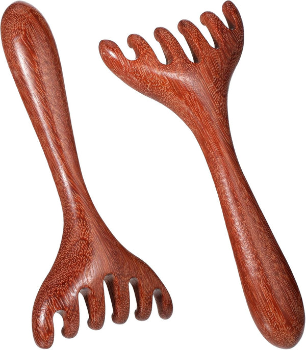 Tweruna 2 PCS Wooden Massage Comb 6 Claws, Wooden Head Foot Massager Scalp,