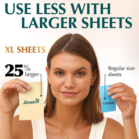 Natural Green Tea Oil Blotting Sheets for Face, 25% Larger, 3pk/300 Easy Dispensing Oil Absorbing Papers
