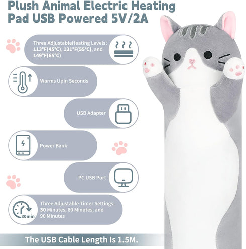 Relief,22 Cat Heating Pad-USB Heated Plush Stuffed Animals for Period Cramps and Menstrual Pain Portable Electric