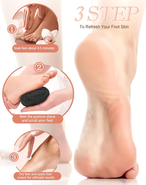 Maryton Natural Pumice Stone for Feet - Lava Foot Exfoliator Scrubber, Dead Skin Corn Callus Remover (2 Count)