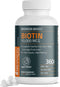 Bronson Biotin 10,000 MCG for Healthy Hair, Skin & Nails, High Potency Beauty Support - 360 Vegetarian Tablets