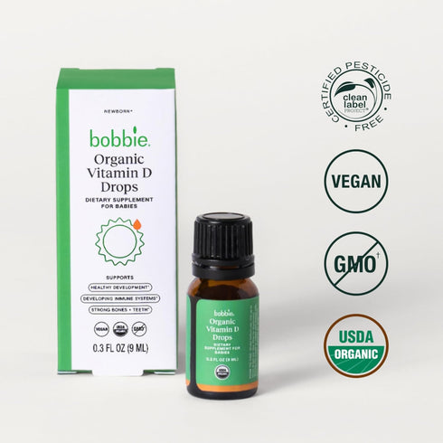 Immune 400 0.3 oz Bobbie Organic Baby Vitamin D Drops, Daily Liquid Supplement to Support Development, Health