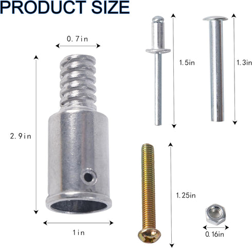 Matthew 3 Set Threaded Tip Replacement,Ultra Threaded Tip Repair Kit Metal for 1" Wood or Metal Poles Handle Replacement Extension Pole Adapter for Mop,Broom,Household Cleaning Tools