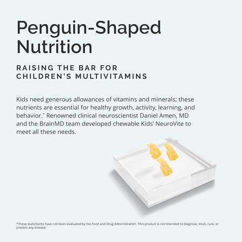 BRAINMD Dr Amen Kids’ NeuroVite, Orange Flavor - 120 Chewables - Multivitamin & Mineral Supplement for Healthy Growth