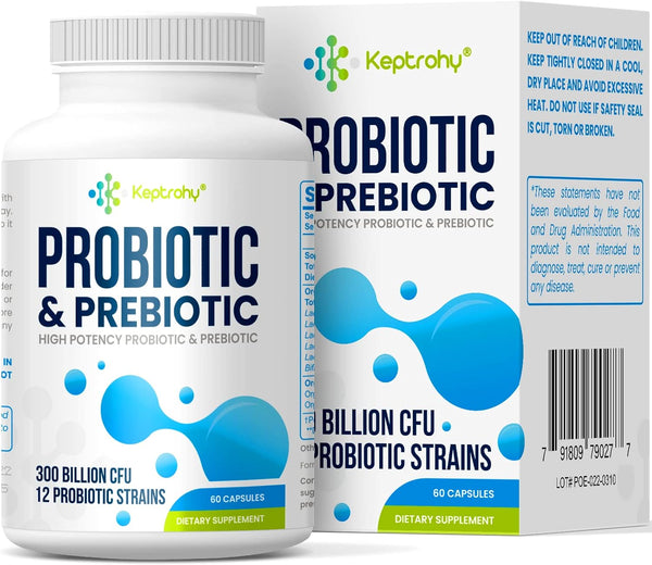 Probiotics for Women and Men, 300 Billion CFU from 12 Strains, 60 Capsules for Gut & Immune Health
