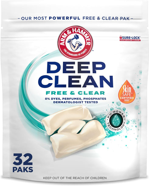 ARM & HAMMER Deep Clean Free & Clear Laundry Detergent Power Paks,