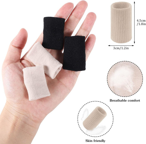 20 PCS Finger Sleeves Protectors, Elastic Thumb Brace Support for Pain Relief, Black and Light Skin Tone