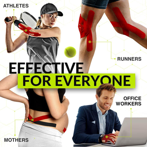 TapeGeeks Kinesiology Tape - Hypoallergenic Athletic Tape, Medical, Weightlifting, Gym, Muscle, Knee, Ankle, Arm