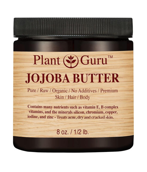 Jojoba Body Butter 8 oz, 100% Pure Raw Fresh Natural Cold Pressed Moisturizer for Skin and Hair