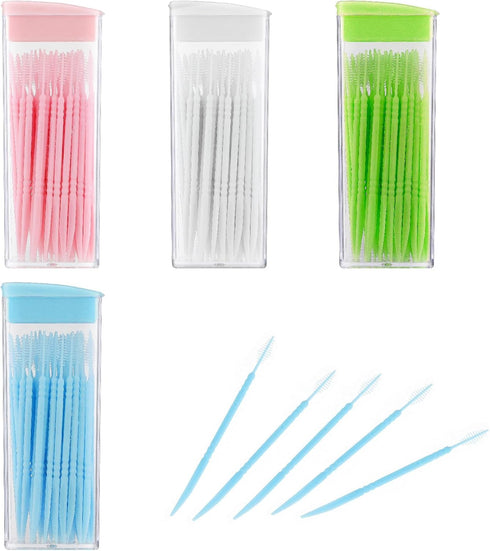 200Pcs Double Head Dental Toothpicks, 50pcs/Box - Plastic Toothpick for Interdental Cleaning