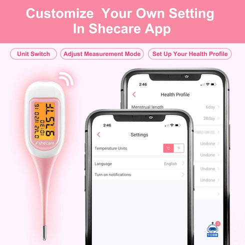 Smart Basal Thermometer for Ovulation Tracking, Digital Oral Body Temperature Thermometer with Backlit, BBT Thermometer