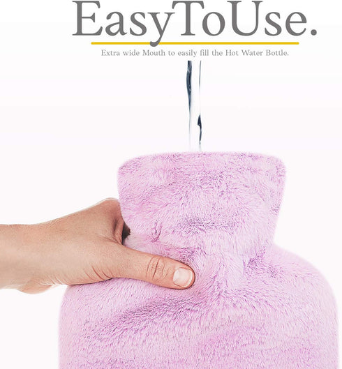 Hot Water Bottle with Soft Cover - 1.8L Large Classic Hot Water Bag for Pain Relief, Menstrual Cramps, Hot Therapy
