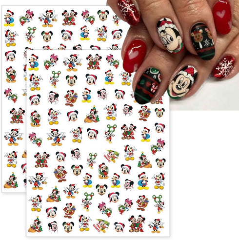 4 Sheets Christmas Nail Art Stickers, Cute Cartoon Self-Adhesive 3D Charms for Women Girls