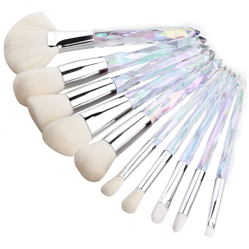 Kingtree Crystal Makeup Brush Set, 10PCS Sparkling Premium Brushes for Foundation, Blush, Concealer, Eyeshadow for Women