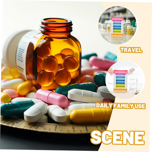 Portable Weekly Pill Organizer with Magnet Lock for Travel
